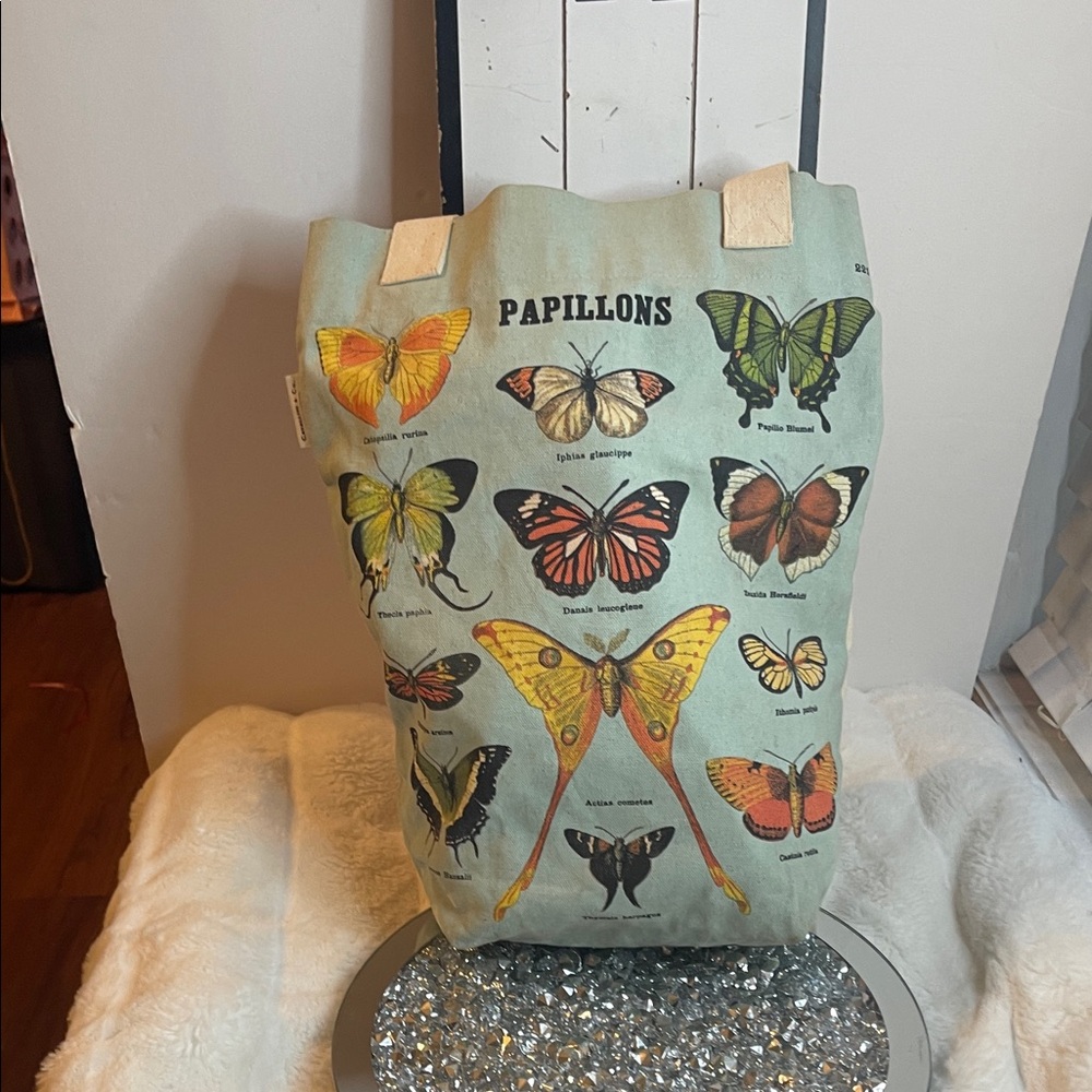 Butterfly Print Tote Bag - Green